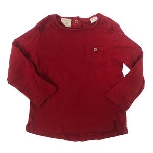 Zara Red Long Sleeve Cotton Knit Toddler Girls Shirt 2-3 Years
